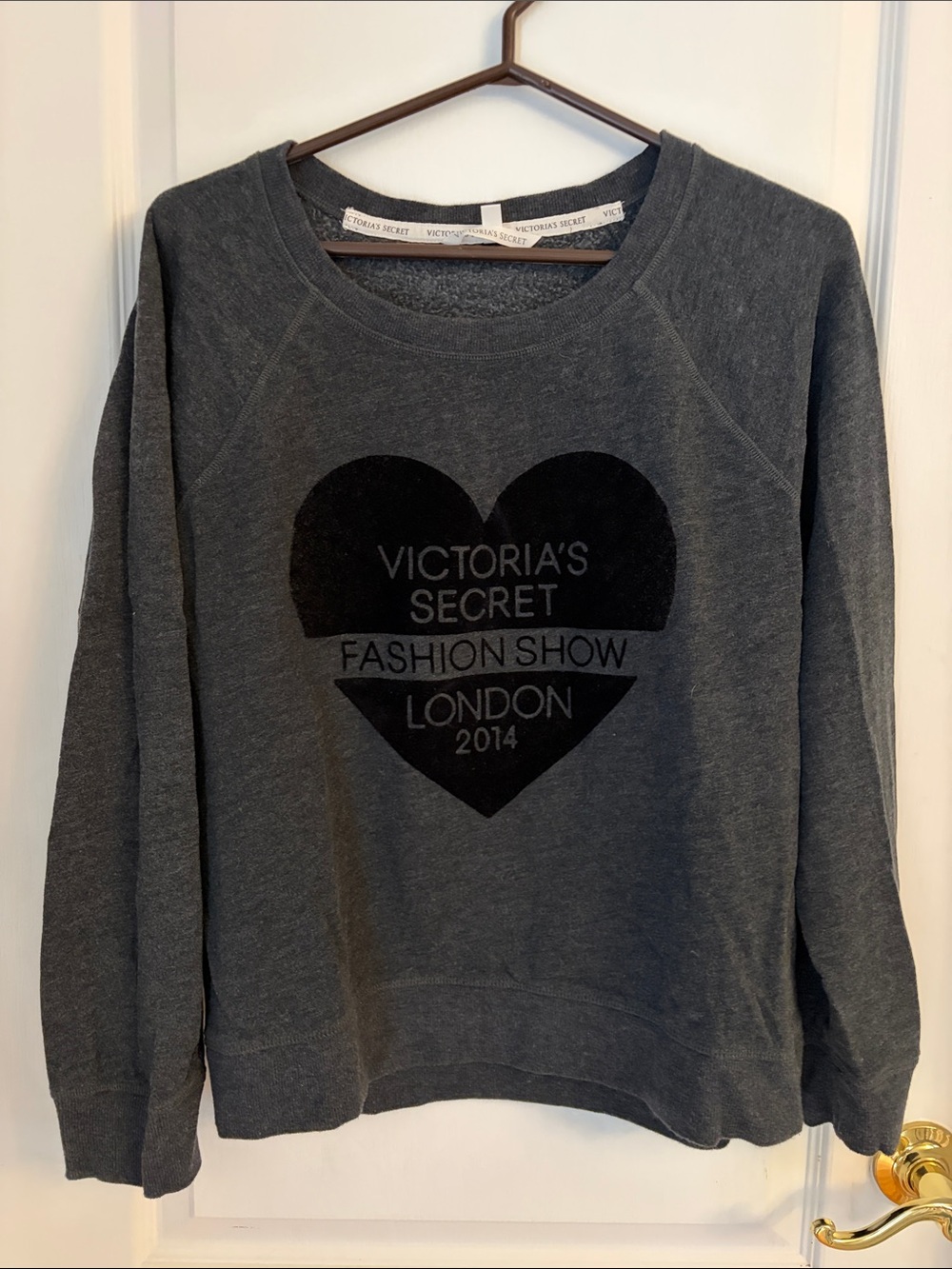 Victoria's Secret Charcoal Gray Crewneck Sweatshirt with Heart Graphic